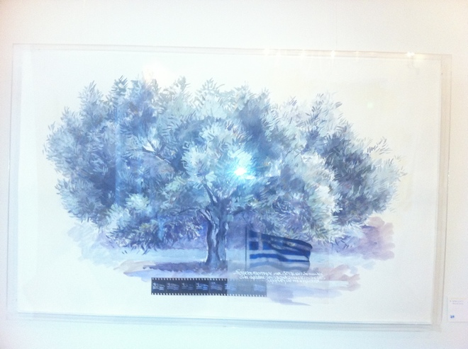 Το αγαπημένο μου έργο "Olive Tree" με την Ελληνική Σημαία της Ειρήνης Δανιόλου-Νεοφύτου