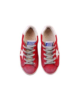 Golden Goose Deluxe Brand, Red&White Suede Super Star Sneakers