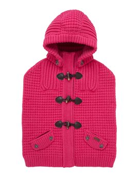 Bark Knitted Duffle Cape with Removable Hood