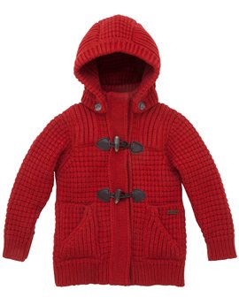 Bark Knitted Duffle Coat with Removable Hood