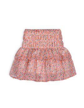 TROIZENFANTS Girls Floral Print Layered Skirt