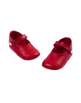 Baby Girl Leather Mary Jane Shoes with Stitch Pattern