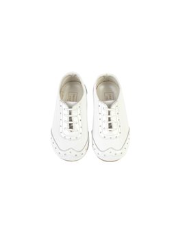 Baby Boy White Leather and Patent Lace Up Shoes