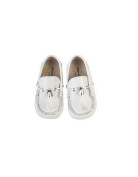 Baby Boy White Leather Moccasin Shoes