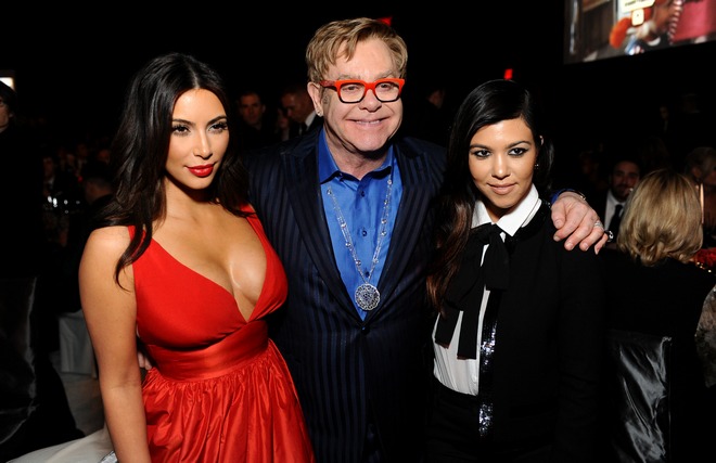 Kim Kardashian, Elton John, Kourtney Kardashian
