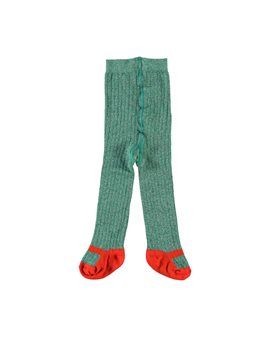 Girls Green and Red Organic Knit Tights
