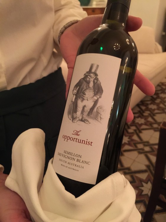 "Φιλενάδα,τι θέλεις να πιεις;" "The Opportunist!" Semillon-Sauvignon Blanc, South Australia, Adelaide...Cheers!