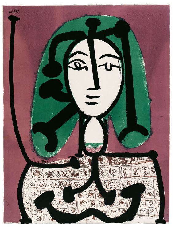 Πάμπλο Πικάσο, Γυναίκα με πράσινα μαλλιά, 28.3.1949_Λιθογραφία