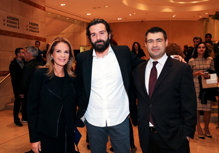 Ο εκδότης του Αθηνοράματος Δημήτρης Ηλιόπουλος με την Πέγκυ Σταθακοπούλου και τον Τάσο Ιορδανίδη.
